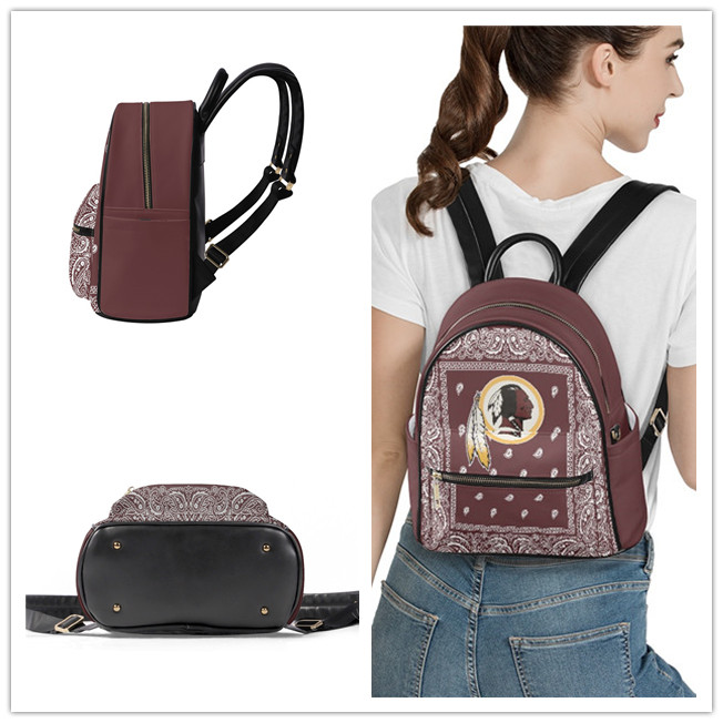 Washington Commanders PU Leather Casual Backpack 001